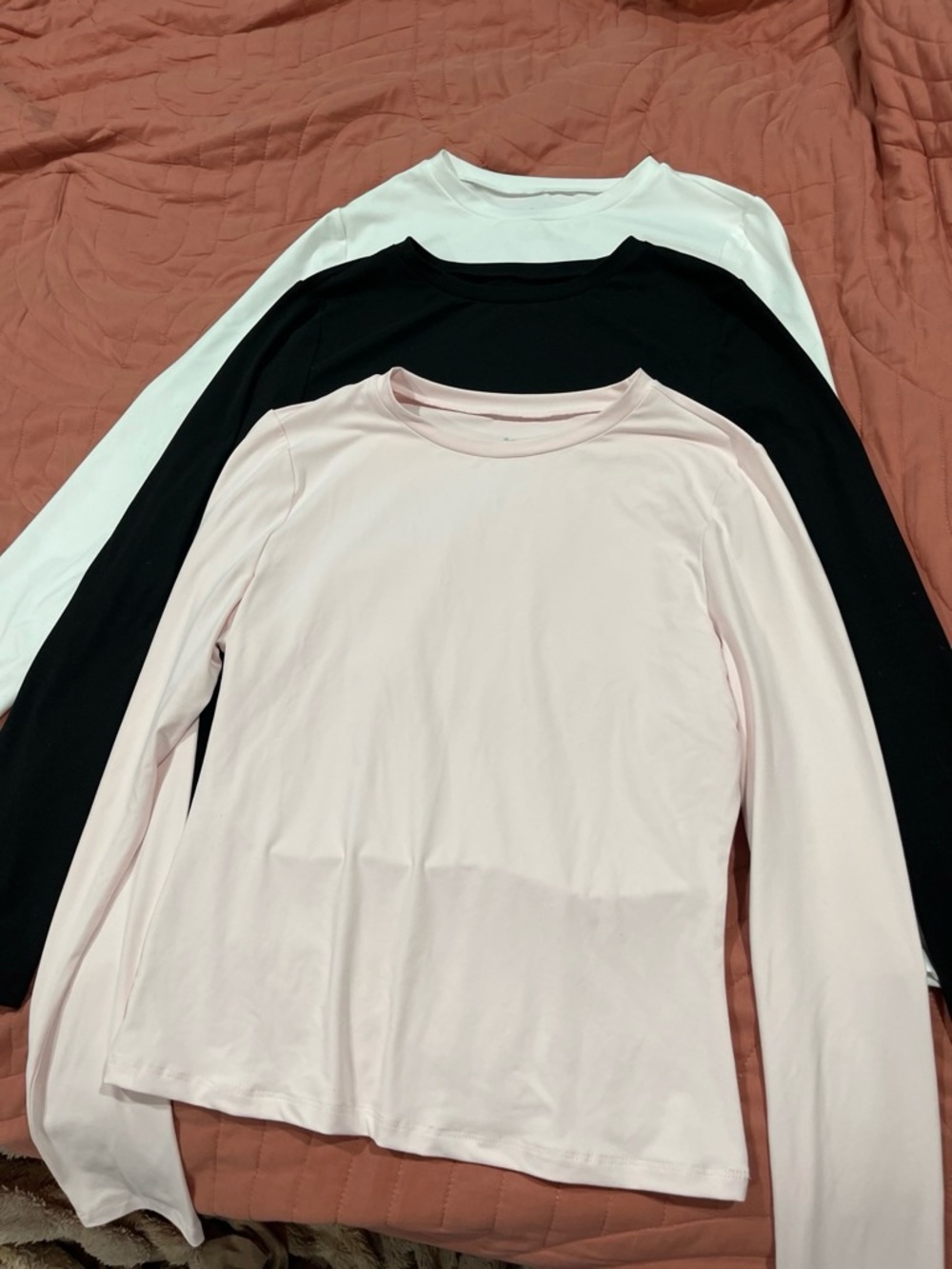 Everyday Long Sleeve Crewneck [3 piece set] Top - Pink, Black & White